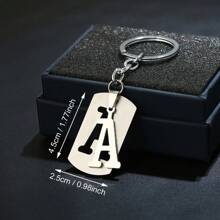 1 pièce Porte-clés Initiale A-Z 26, étiquette de clé en acier inoxydable, anneau porte-clés, pendentif de sac, cadeau de style unisexe Punk & Hip-Hop pour la Saint-Valentin
