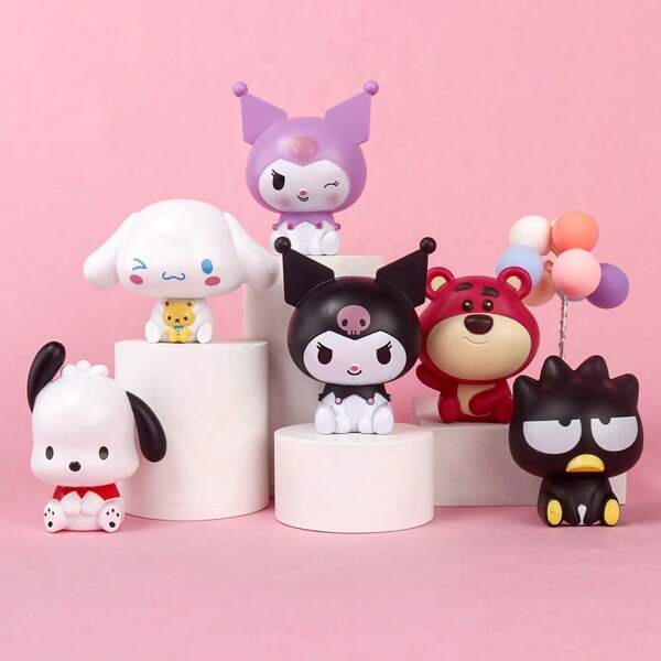 Sanrio 1pc Plastic Figurine Kuromi, Cinnamoroll, Pompompurin, Melody Cake Topper Decor