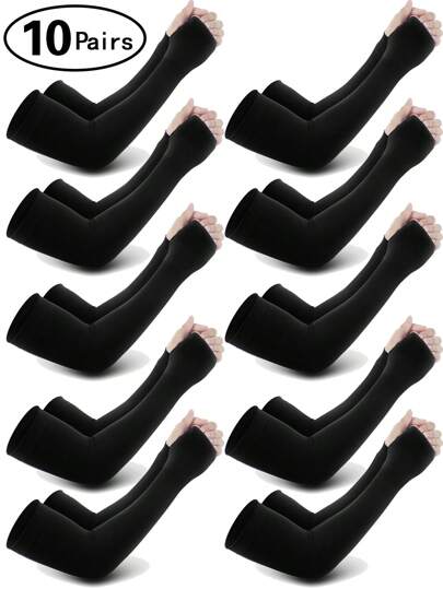 10Pairs Sun Protection Cooling Arm Sleeves For Men &Women,Compression Sleeves For Football, Golf & Volleyball Arm Sleeves For Sun Protection With UV Cover - Cooling Tattoo Cover Up Gardening Sleeves