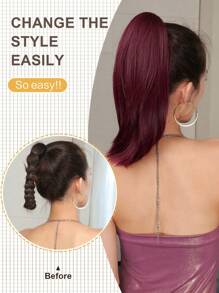 Ponytail Extension 12-14 Inch Short Craw Ponytail Hair Extensions For Women,Extension Synthetic Straight Clip In Ponytail Wig Daily Fluffy Pony Tail For Women(Natural Red Color)