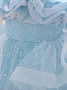 Baby Mädchen Pailletten Tüll Mesh Patchwork Süßes Prinzessin Kleid, geeignet für Geburtstagsfeiern, Blumenmädchen, Hochzeiten, ohne Haarband