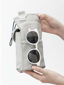 `1PC Nylon Water Bottle Carrier With Adjustable Shoulder Strap, Insulated Outdoor Hiking Camping Travel Accessory With Zippered Pocket - Multicolor - View 12