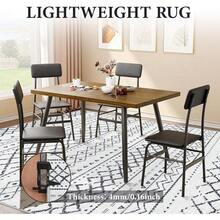 Large Washable 6x9 Area Rug: Boho Moroccan Geometric Neutral, Non-Slip Foldable Indoor Floor Carpet For Living Room, Bedroom, Dining Table - Beige, 6X9 - Hitam - View 4