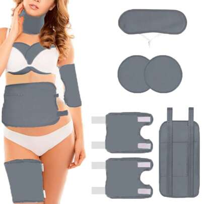 6 PCS Upgraded Castor Oil Pack Wrap Kit, Castor Oil Pack Wrap Kit For Knee, Neck And Waist, Reusable Castor Oil Packs , Machine Washable Anti Oil Leak