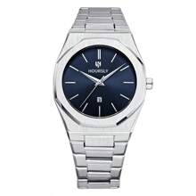 A Blue Men's Quartz Watch, Stylish And Elegant Business Stainless Steel Round Calendar Watch, Suitable For Daily Life Holiday Gifts