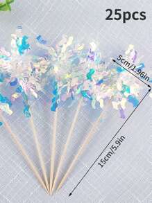 25pcs Colorful Cake Decorations, Glitter Rain Cake Toppers, Birthday Baking Insert Cards, Party Supplies, Birthday, Holiday