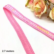 1 件单排纯色亮片丝带蕾丝编织带适用于服装配饰、手工制作 DIY 家居装饰 - 彩色 - 查看 12