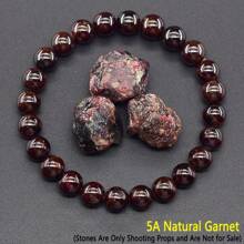 1条5A级天然石榴石酒红色串珠手链，圆形天然石榴石饰品，女士串珠灵性疗愈手链，幸运能量饰品，情人节礼物 - 彩色 - 查看 8