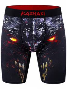 5pcs/Set Animal Printed Long Boxer Briefs, Stretchy Comfort Sports Casual Underwear - 彩色 - 查看 5