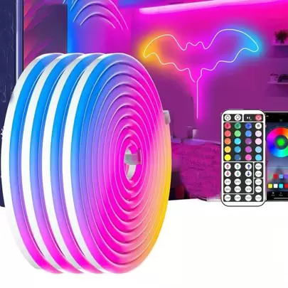 Vibrant RGB LED Neon Strip Lights - 44-Key Remote Control, Flexible, USB Powered, Color-Changing Ambiance For Bedroom & Outdoor Decor, Easy Installation, Energy Efficient, , Night Light,Led Lights,Luz Led