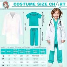 GINMIC 儿童医生服装套装，包含儿童医生白大褂和逼真听诊器，适合 3-12 岁男孩女孩万圣节服装 - 藍色 - 查看 12