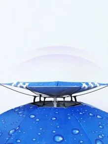 1pc Outdoor Oversized Dual-Layer Fishing Umbrella Hat, Sun Protection Foldable Umbrella Cap - Blue - View 4