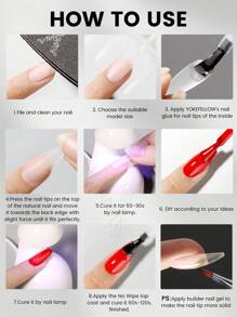 300PCS YOKEFELLOW False Nail Tips Almond/Coffin/Square/Oval, 15 Sizes Ultra-Thin Frosted Full Cover Press On Nails, Seamless Fit & Natural False Nails Women For Fast & Portable Nail Art DIY Press On Acrylic Nail At Home And For A Gift - Clear - View 12