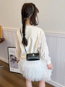 Girls' Solid Stone Pattern Shoulder Bag Crossbody Mini Purse - A - View 6