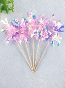 25pcs Colorful Cake Decorations, Glitter Rain Cake Toppers, Birthday Baking Insert Cards, Party Supplies, Birthday, Holiday