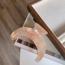 开斋节礼物新月发夹，小众色彩曲线醋酸纤维大号发夹，适合长发，新款醋酸纤维发爪发饰，适合女性 - 彩色 - 查看 5