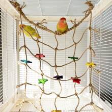 Parrot Climbing Net, Colored Star Rope Parrot Climbing Net And Parrot Chewing Toy, Parrot Hanging Playground, Suitable For Squirrels And Sugar Gliders Bird Cage Accessories Bird Toys