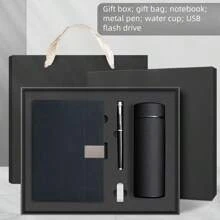 Customized A5 Vertical Striped Stitching Notebook, Premium Soft Leather, School/Business Meeting Gift Set, Corporate Culture Promotion & Grand Opening Commemorative Gift