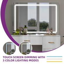 Dressing Table With Mirror, Cosmetic Table With 4 Drawers, Lighting, Socket, White - White - View 5