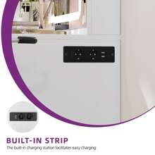 Dressing Table With Mirror, Cosmetic Table With 4 Drawers, Lighting, Socket, White - White - View 6