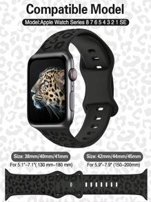 豹纹花卉雕刻表带，兼容 49mm、45mm、44mm、42mm、41mm、40mm、38mm、46mm 表带；猎豹纹防水运动硅胶腕带，替换表带，兼容 Series 11、10、9、8、7、6、5、4、3、2、1、SE，女士款 - 深紫 - 查看 11