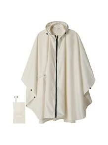 1 pièce Imperméable à capuche unisexe avec poche et sac de transport, coupe-pluie style poncho zippé léger, convient pour la randonnée et le camping