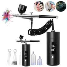 USB Rechargeable Handheld Airbrush Gun Kit With Digital Display - 0.3mm Nozzle, Portable Compressor, For Painting, Tattoo, Nail Art, Hair Salon And DIY Crafts, Multi-Function Air Compressor|Ergonomic Handle|Transparent Canister