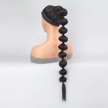 非洲蓬松马尾辫合成接发，带泡泡的长彩虹辫，VolAcquisLook 的马尾辫，发饰 - 棕色 - 查看 4