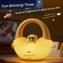 CRAYON SHINCHAN Luz nocturna original de silicona suave con diseño de Crayon Shin-Chan, luz ambiental recargable con 3 niveles de brillo ajustables, ideal como regalo para estudiantes, niños y niñas, decoración para dormitorio