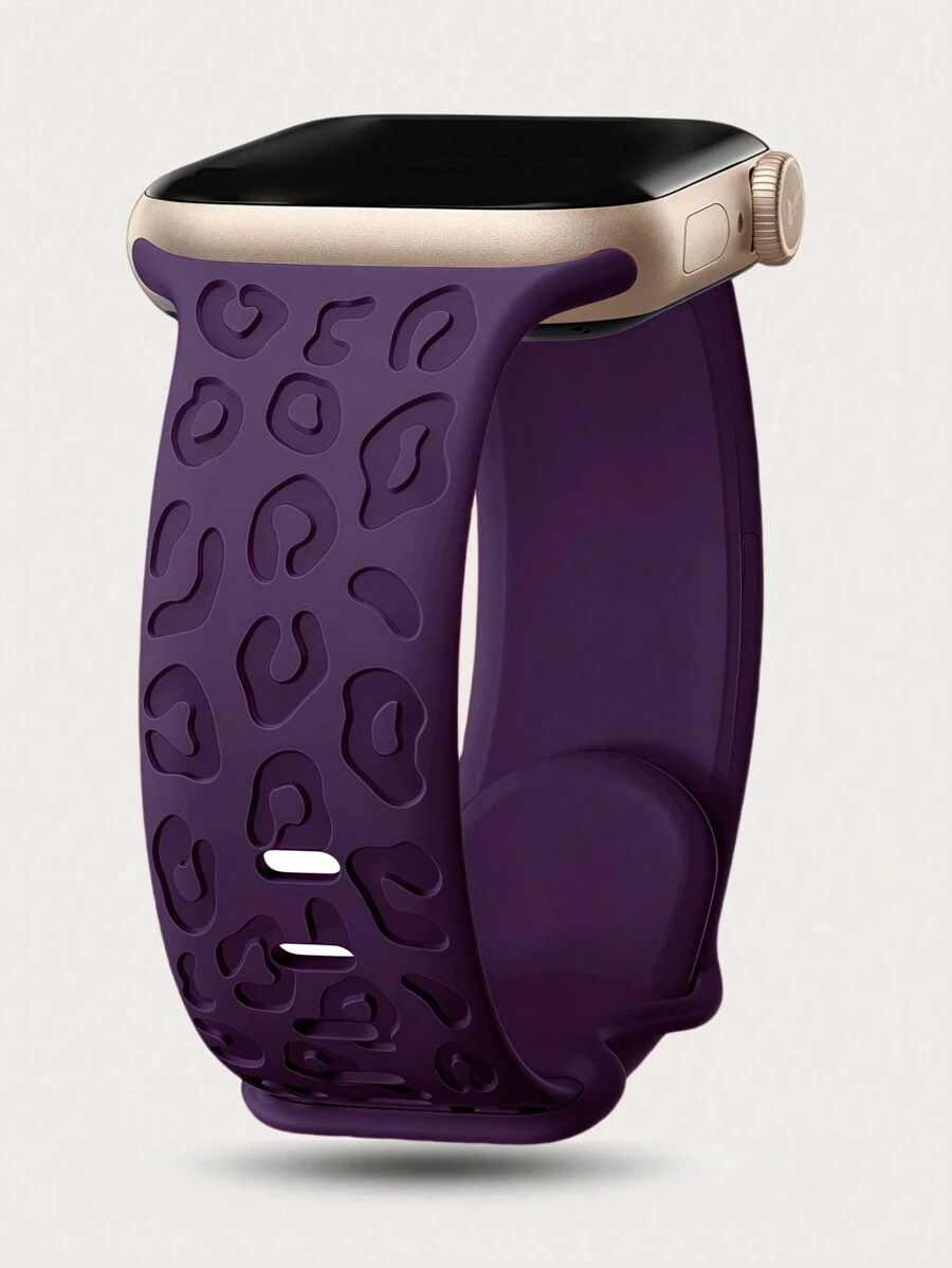 豹纹花卉雕刻表带，兼容 49mm、45mm、44mm、42mm、41mm、40mm、38mm、46mm 表带；猎豹纹防水运动硅胶腕带，替换表带，兼容 Series 11、10、9、8、7、6、5、4、3、2、1、SE，女士款