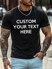 Customized Text/Name/Fun Message/Birthday Wishes Men's T-Shirt, Black Short Sleeve Tee, Gift For Him, Party, Casual Menswear, Summer