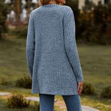 Women's Long Sleeve Open Front Knit Ribbed Cardigan Sweater With Pockets 2025 Winter Lightweight Cardigans Outerwear - Màu xanh nhạt - Xem 5