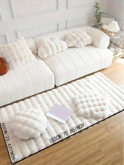 1pc Solid Fuzzy Anti Slip Vloerkleed ,Room view 5