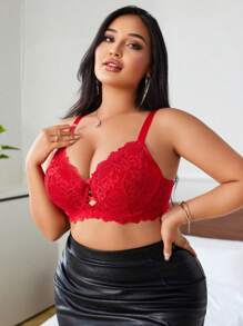 1 pieza Sujetador sin aros, ajustable, sin costuras, transpirable y cómodo de encaje sexy, talla grande, para realzar la tensión del pecho