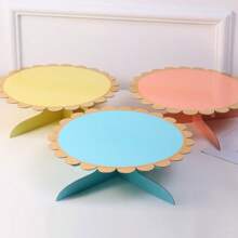 1 Tier 12.7" Round Cardboard Cupcake Stand Mini Cake Stand With Gold Scalloped Edge Dessert Holder One Tier Cake Stand - Multicolor - View 3