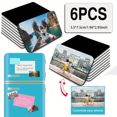 6 Stücke anpassbare Logo/Text/Bild Magnetische Kühlschrankaufkleber, 6 personalisierte Foto Kühlschrankmagnete, personalisierte hochwertige Kühlschrank Fotomagnet, Foto Erinnerungsstücke, einzigartige Geschenke, magnetische Foto Kühlschrankaufsätze