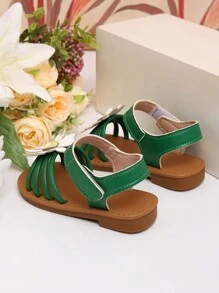 Sandálias para meninas verão novo estilo fundo macio gancho e laço margarida bico aberto bonito menina princesa sapatos
