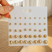20pcs New European & American Lightweight Mini Luxury Faux Pearl CCB Stud Earring Set - CCB - View 4