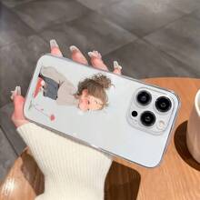 经典哑光黑可爱女孩生气图案手机壳，兼容苹果及苹果系列，全包覆式保护套，防水防震防摔防刮花 - 彩色 - 查看 5