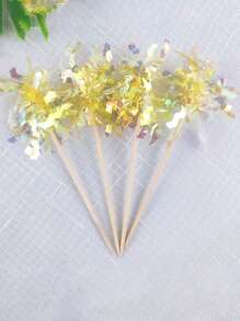 25pcs Colorful Cake Decorations, Glitter Rain Cake Toppers, Birthday Baking Insert Cards, Party Supplies, Birthday, Holiday