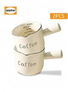 APPKER 粉色浓缩咖啡杯、浓缩咖啡陶瓷量杯、带手柄的 90 毫升浓缩咖啡杯、带 V 形嘴的浓缩咖啡杯、用于制作浓缩咖啡起泡的咖啡壶