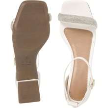 Women's Carnival 2025 Sandal With Rhinestones On The Front, Thick Heel, Comfort Party - White - View 4