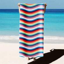 1 pieza Toalla de playa extra grande, extra grande, súper absorbente, manta de playa de fibra suave, artículo esencial de verano, a prueba de viento, a prueba de sol, playa, fiesta, viaje seco, camping, accesorio de playa, regalo de vacaciones