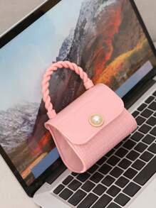 Pearl Decorated Mini Handbag, Animal Print Fashion Crossbody Clutch Bag For Lipsticks, Coins And Keys
