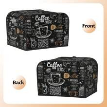 1 buc. Husă pentru prăjitor de pâine retro, capac de praf pentru prăjitor de pâine cu tematică de cafea, capac lavabil pentru aparat de prăjitor de pâine cu cârlig de agățat superior, se potrivește cu prăjitorul standard de 2/4 felii