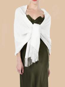 1pc Women Solid Color Silky Pashmina Shawl Wraps Soft Bride Bridesmaid Shawl For Formal Evening Party Wedding Accessories Women - A - View 30