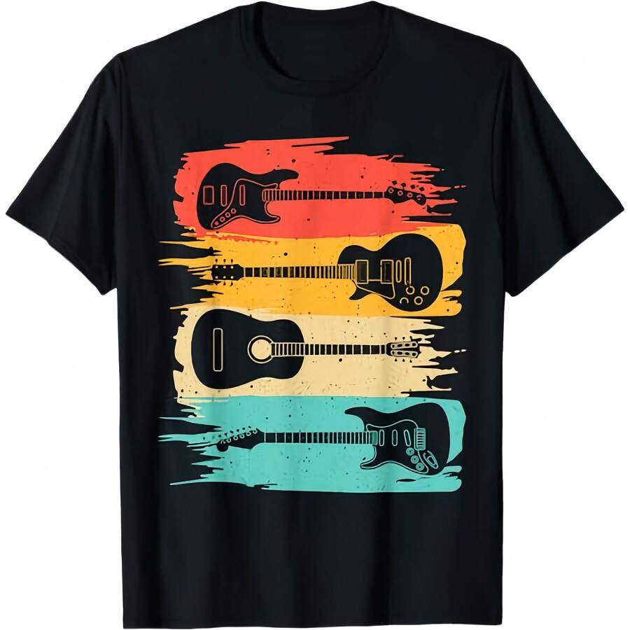 Vintage Guitar Gift For Men Music Band Guitarist Stuff T-Shirt