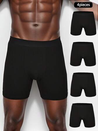 4 pièces Boxers mi-longs Sous-vêtements pour hommes Style de mode Slips pour hommes Boxeurs confortables Slips doux Culottes