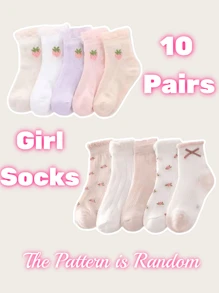 10 双女童薄款蕾丝边透气网眼公主款袜子，春夏 - 粉色 - 查看 4