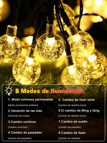 CasaBella Luces solares de cuerda de 15 metros con 90 bombillas, 8 modos de luces de hadas, luces de cadena solares LED IP65 a prueba de agua,Tiras de Luces para Exteriores,bola de burbujas de luz solar para exteriores,Perfectas para la decoración de fiestas, patios, jardines, senderos, cercas, balcones y edificios,Ideales para Navidad, Halloween, bodas, decoración de otoño, festivales, y recuerdos de fiesta temática de carnaval,decoración de festivales
